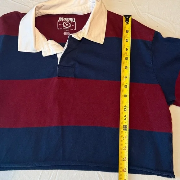 American Eagle Outfitters The Throwback Rugby Polo Cropped Shirt Size Small EUC - Picture 9 of 10